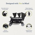 thumbnail image 4 of Foundations Compass Trio Triple Stroller, 3-Seat Tandem with UV Canopies and Reclining Seats, Red/Black, 4 of 8