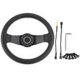 thumbnail image 3 of Volant de Course Volant de Course Volant en Cuir Volant de Remplacement Accessoire Modifié pour Voiture 320 Mm/13 Po pour Style 6 - Demi-Bac Volant de Course en Cuir Noir, 3 of 8