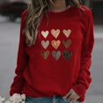 thumbnail image 1 of Chemise de Saint-Valentin pour Femmes 2024 Col Rond Chemises Décontractées Cœur d'Amour Graphiques Tees Manches Longues Amples Pull Tops Mode Vacances T-Shirt, 1 of 6