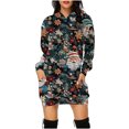 thumbnail image 1 of Jsaierl Robe Chandail à Capuchon de Noël, Robes Chandail en Molleton, Imprimé Arbre de Noël, Carreaux, Flocon de Neige, Manches Longues, Robe de Fête, Mode Automne pour Femmes, 1 of 5