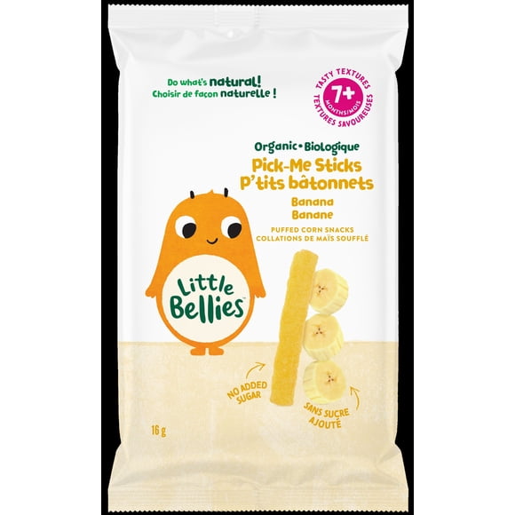 Little Bellies Organic Pick-Me Sticks Banana Puffed Corn Snacks 7+ Months, 16gr