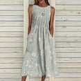 thumbnail image 1 of SMihono Robe Bohème d'Été pour Femmes Grande Taille Mode Robe Sans Manches à Col en V Décontractée à Imprimé avec Poches pour Femmes Printemps Été, 1 of 6