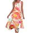 thumbnail image 1 of Penkiiy Robes d'Été pour Femmes 2024 Plage Décontractée Sans Manches Imprimé Floral Boho Robe Débardeur Col en V Ample Robe d'Été avec Poche m Orange, 1 of 5
