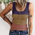 thumbnail image 3 of Women Ribbed Knit Sleeveless Top, Button Front Basic Camisole Scoop Neck Casual Stretchy  for Daily Gradient Blue,Gradient Pink,Gradient Red,Gradient Purple,Pink Blue,Black White, 3 of 6