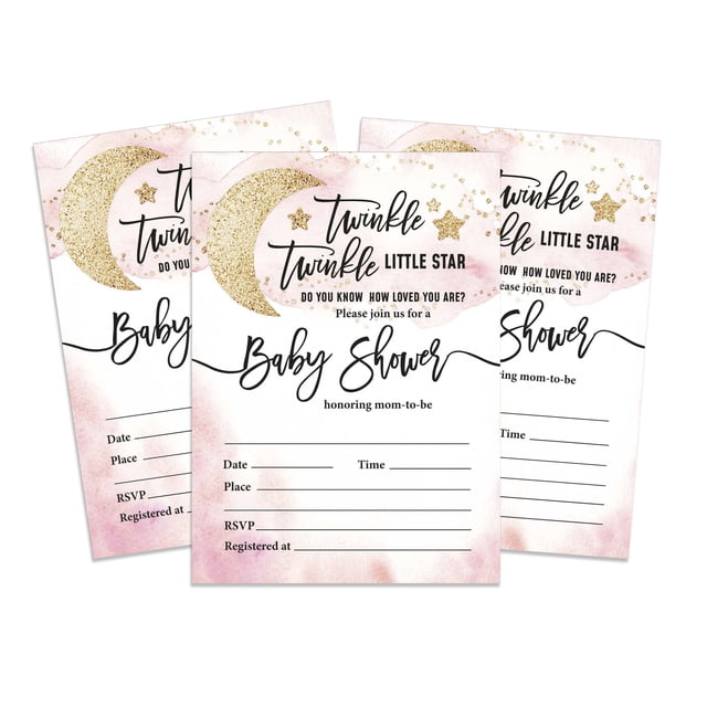 Inkdotpot 30Gender Reveal Baby Shower Invitation Cards Twinkle Twinkle Little Star Fill In Blank Invites