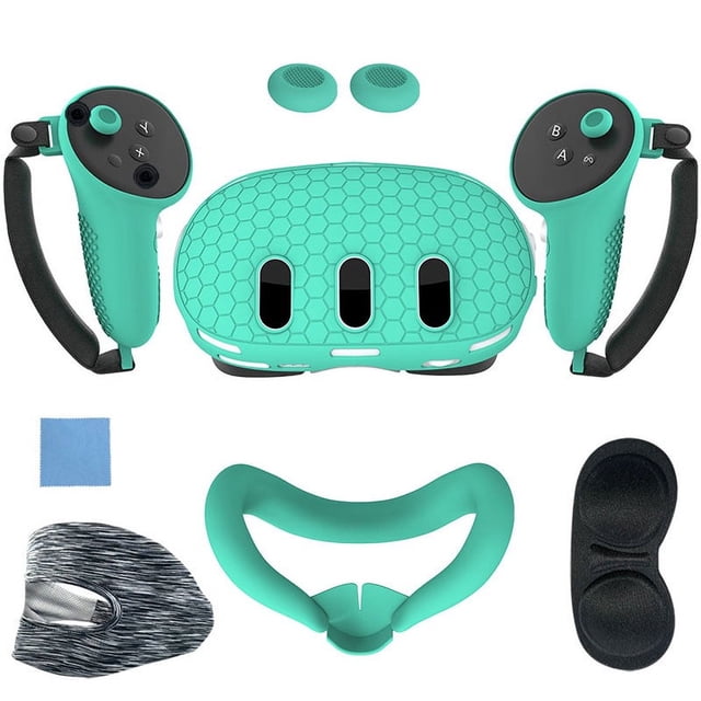 EIGTHTAIL Ensemble d'Accessoires 7 Pcs Housse de Protection en Silicone pour Meta Quest 3 (Vert)