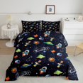 thumbnail image 2 of Erosebridal Cartoon Outer Space Bedding Toddler Comforter Set, Galaxy Print Down Comforter, Black, Reversible 2-Piece, 2 of 7