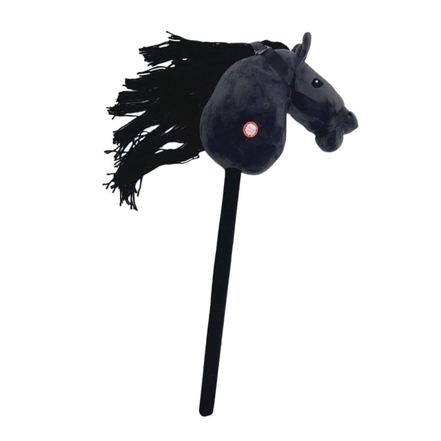 Lipstore Stick Horse Riding Toy with Pole Pretend Play Horse on A Stick Performance Props Black