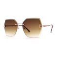 thumbnail image 1 of Womens Geometric Butterfly Rimless Oceanic Lens Chic Sunglasses Gold Brown, 1 of 4