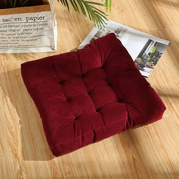 Feltree Square Corduroy Futon Mat with Supportive Foam - Thickened Floor Cushion for Yoga, Reading Nook, Indoor Seating, 55x55cm Durable Design