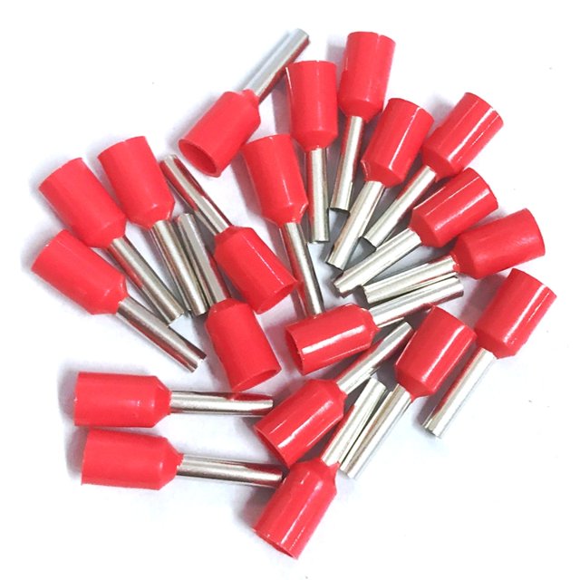 1000pcs VE0512Tubular Wire Cold Pressure Connector Electrical Terminals Cable Crimps Wire Ferrules For 0.5mm2, 22 AWG Wire VE0512 - (Color: VE0512, Pins: Red)