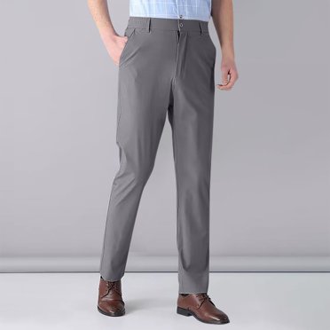 AherBiu Pantalon Habillé pour Homme Grande Taille devant Plat Extensible Droit Ajusté avec Poches Taille Extensible Pantalon
