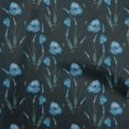 thumbnail image 1 of oneOone Silk Tabby Blue Fabric Floral Retro Craft Projects Decor Fabric Printed By The Yard 42 Inch Wide, 1 of 5