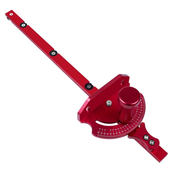 Mistaha Adjustable Angle Aluminum Alloy Miter Gauge with Fast Locking, Engraved Scale, Ergonomic Handle for Woodworking - Red