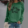 thumbnail image 2 of IROINID Économies Hauts pour Femmes Grande Taille Détente Manches Longues Empreinte de Patte de Chien Col Rond Hauts Chemise Blouse Chandail, Vert, 2 of 3