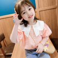 thumbnail image 1 of Children‘s Sweet Shirt Summer Plaid Short-sleeved Blouse For Girls, 1 of 11
