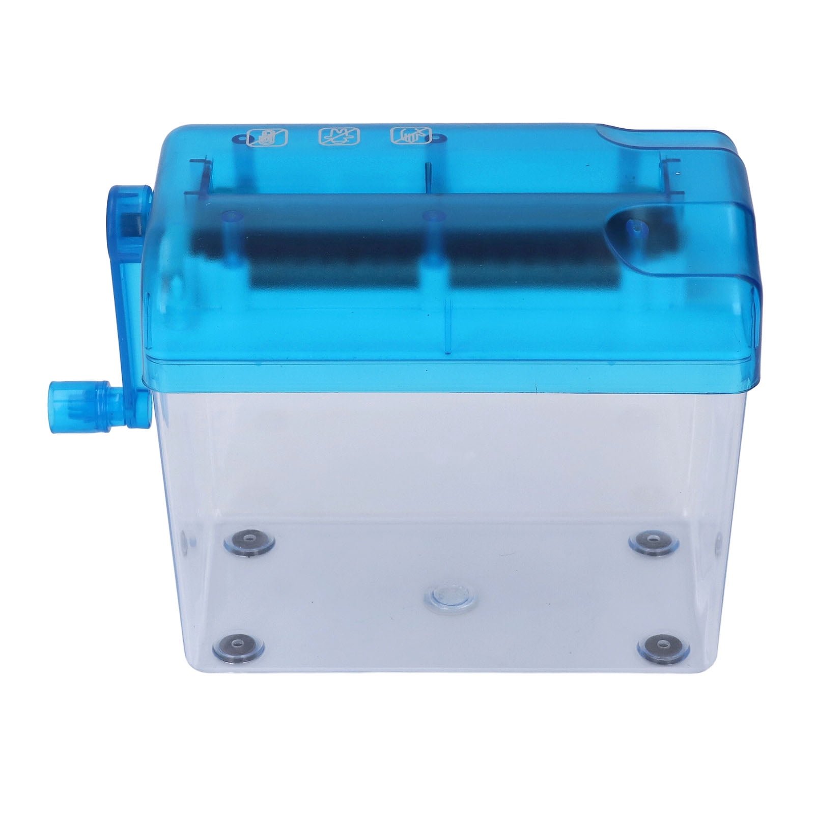 1L Strip-Cut Manual Paper Shredder, 123mm Entry Width, 3mm Shred Size - Compact Hand-Crank Document Shredder for Home, Office & School - Blue Desktop A6 Paper Shredding Tool with Non-Slip Pads &