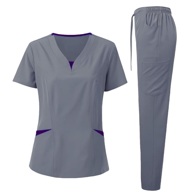 Women's Scrub Set - V-Neck Short-Sleeved Comfortable Workwear Set for Doctors and Nurses