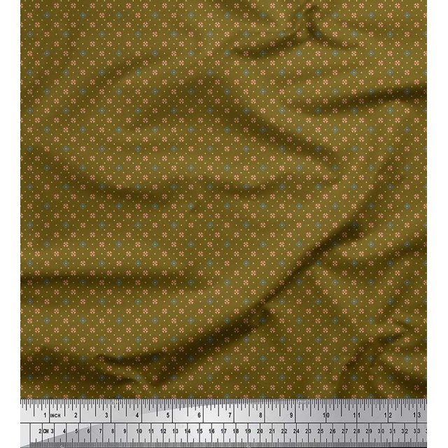 Soimoi Satin Silk Fabric Dot & Heart Small Fabric Prints by Yard 42 Inch Wide