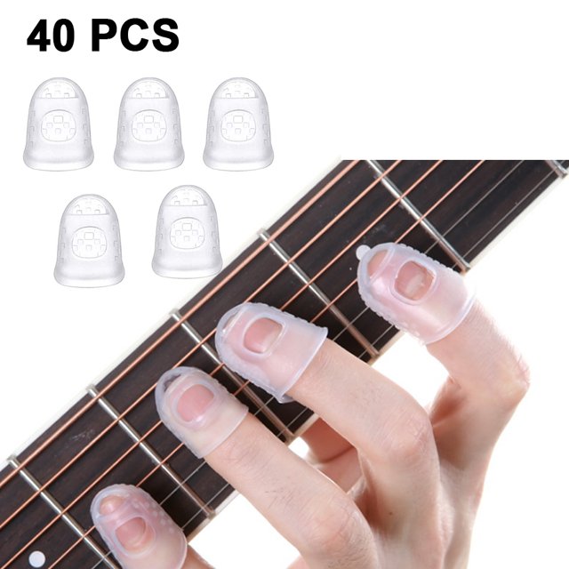 Silicone Guitar Finger Guards, Guitar Fingertips, Finger Protection Caps, Guitar Fingertip Protectors, Finger Guards for Ukulele, Finger Guards for Bass, 5 Sizes 40 pieces