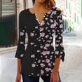 thumbnail image 2 of IROINID Chemises Grande Taille Réduites pour Femmes Col Rond Manches Longues Trompette Quotidienne Basique Boutonnée Tunique Plissée T-shirts Blouses, Pink, 2 of 5