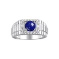 thumbnail image 1 of RYLOS Bague pour Homme Bague en Argent Sterling, Bague Style Designer Pierre Précieuse Ronde 7 mm Lapis Pierre de Naissance de Septembre Bagues Argent Taille 8, 1 of 7