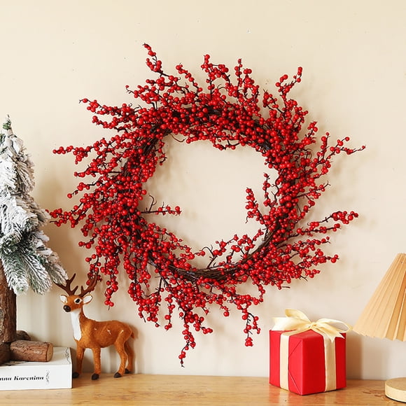 EGNMCR Garlands for Decoration, Wreaths for Front Door Christmas Wreath Simulation Red Fruit Door Hanging Decoration, Window Layout, Wreath Hanging Decorations And Ornaments a wreath