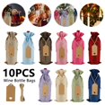 thumbnail image 2 of 10 Pcs Linen Wine Bag Wine Gift Bag 35*15Cm Reusable Wine Bottle with Rope and Label, 2 of 8
