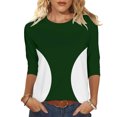 thumbnail image 2 of Ounisa Womens 3/4 Sleeve T Shirts Crew Neck All Over Print Casual Soft Comfy Loose Fit Spring Summer Daily Wear Basic Tops S-2XL, 2 of 9