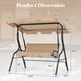 thumbnail image 2 of Costway Patio 3 Seats Canopy Swing Glider Hammock Steel Frame Cushioned Backyard Beige, 2 of 10