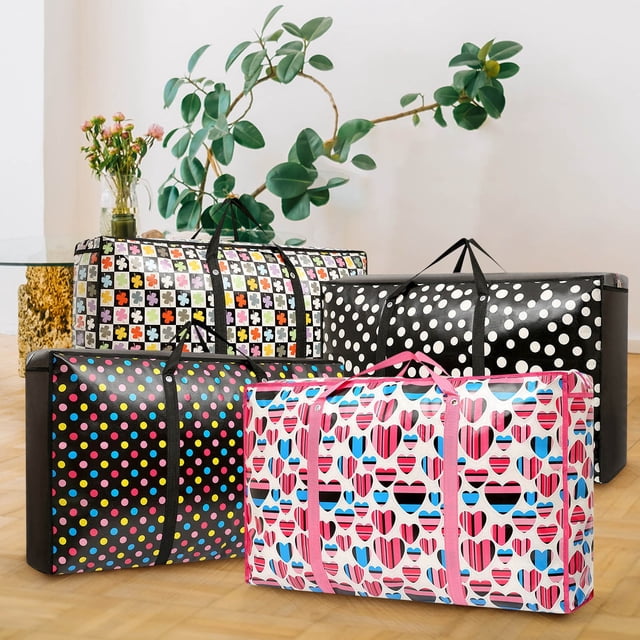 Vaidha Sacs de Rangement Réutilisables Très Grands avec Poignées et Fermetures Éclair Robustes, Sac de Déménagement Lavable Ultra Résistant, Organisateur de Garde-Robe et sous le Lit pour Literie, Couverture