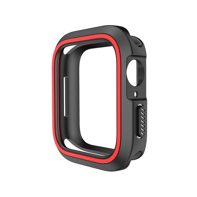 Étui de Protection en Silicone pour Montre Intelligente, Cadre Protecteur de Montre Compatible avec Apple Watch 40 mm (Noir et Rouge)