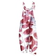 thumbnail image 1 of yoeyez Rompers for Women Plus Size,Womens Summer Printed Plus Size Romper Sleeveless Adjustable Straps Backless Jumpsuits With Pockets Red,3XL, 1 of 6
