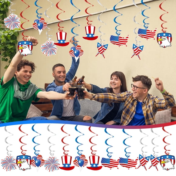 QTOCIO 12-Piece PVC Helical Garland Independence Day Party Decor