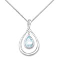 thumbnail image 1 of Precious Stars Sterling Silver Pear-shape Blue Topaz Drop Slide Pendant with 1.5mm Box Chain, 1 of 4