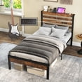 thumbnail image 1 of Costway Base de Lit Plateforme Industrielle en Métal pour Lit Simple avec Station de Recharge, Sommier, 1 of 10