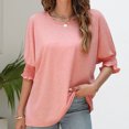 thumbnail image 5 of XZNGL Womens Short Sleeve Blouses Womens Casual Solid Color Round Neck Short Sleeve Tops Blouses Women Short Sleeve Tops Women Short Sleeve Blouse Short Sleeve Tops for Women, 5 of 5