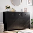 thumbnail image 1 of Commode Noire à 7 Tiroirs pour Chambre – Coffre en Bois Simplement Moderne, Tiroirs de Rangement Profonds, Commode Double Polyvalente pour Salon, Couloir, Entrée, 1 of 9