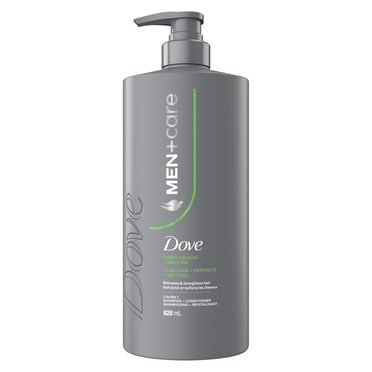 Dove Men+Care Shampooing + Revitalisant 2-en-1 Fraîcheur et Propreté + Menthol pour Cheveux Ternes, 828 ml