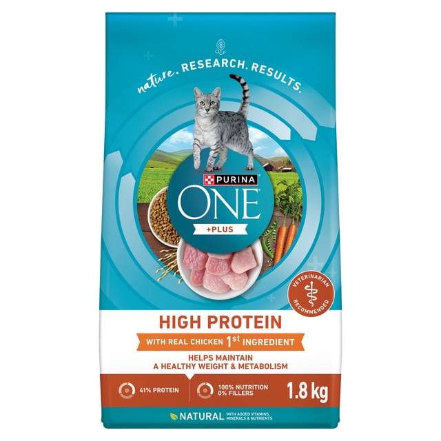 Purina ONE +Plus High Protein Chicken Formula, Dry Cat Food 1.8 kg