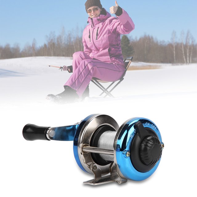 Roue de Pêche sur Glace avec Fil de Pêche en Plein Air Tackle(Blue)