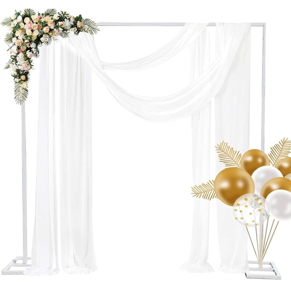 Towallmark 8FT x 8FT Wedding Arch Backdrop Stand - Square Metal Frame for Balloon Garland, Backdrop Decor - Rust-Resistant for Wedding, Birthday, Baby Shower, Bridal Shower & Photography,white