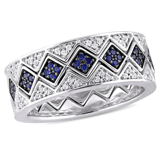 Miabella Created Blue and White Sapphire Sterling Silver 3-Piece ...