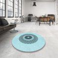 thumbnail image 4 of Ahgly Company Machine Washable Indoor Rectangle Transitional Electric Blue Area Rugs, 7' x 10', 4 of 7