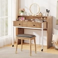 thumbnail image 2 of Gymax Extendable Computer Desk w/ 2 Storage Drawers & Monitor Shelf, 2 of 10