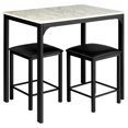 thumbnail image 1 of Patiojoy 3 Pieces Counter Height Table Set 2 Chairs Bar Dining Room Faux Marble White, 1 of 8