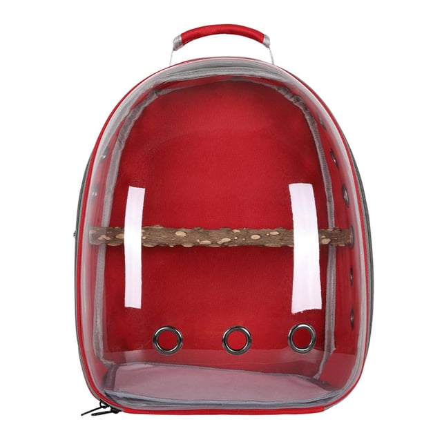 Bird Carrier Bag Cage Parrot Pet Backpack Portable with Standing Perch Approved Red