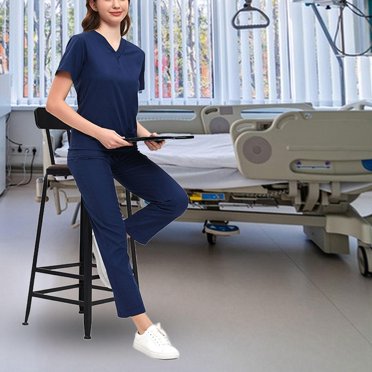 BELOVING Women Scrubs Set Nurse Top Pants Stretch Short Sleeved Female Nurse for L
