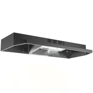Hotte de portée noire 36 inch,Chaussure sous cabinet sans ductless avec filtre à éponge de carbone inclus,Coussin en option,Hotte de cuisine 36 d'un pouce 2 Évents,2 Vitesses, Ventilateur de poêle filaire, Noir