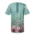 thumbnail image 4 of Pompotops Femmes Mode Décontractée Imprimé Col Rond Ample Manches Courtes T-shirt Haut Blouse Chandail Liquidation, 4 of 5